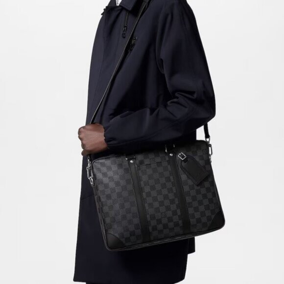 Authentic Louis Vuitton Damier Graphite Porte Document Voyage Brief Case Bag Men - Picture 2 of 16